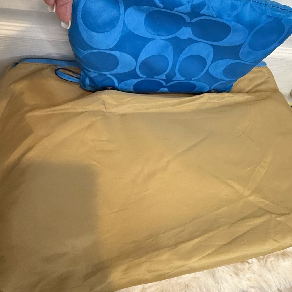 COACH GETAWAY SIGNATURE NYLON PACKABLE WEEKENDER BAG TOTE & POUCH BLUE F77321 - Picture 12 of 16